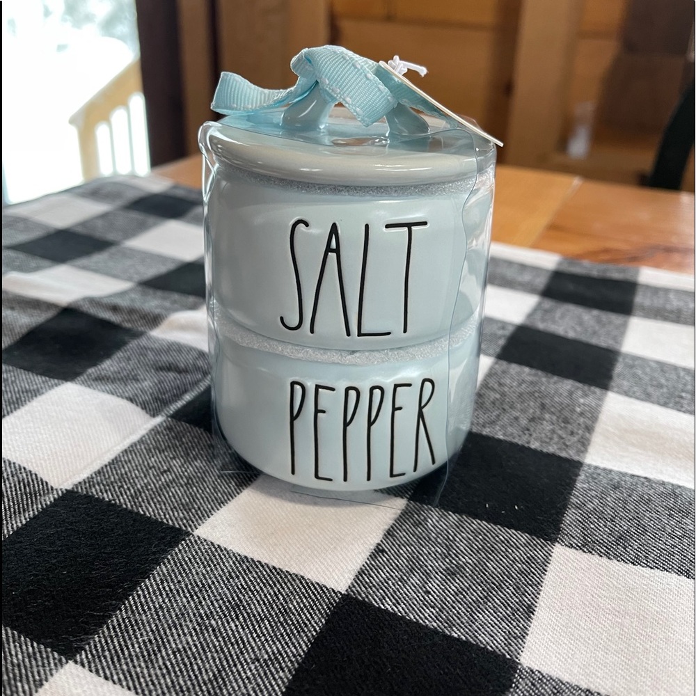 Rae Dunn Blue salt and Pepper Stacker